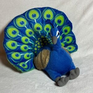 Wild Republic Peacock 9"‎ Vibrant Blue and Green Soft Toy Plush